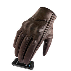 Motorcycle Gloves Leather Touch Screen Men Genuine Leather Cycling Glove Motorbike Racing