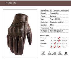 Motorcycle Gloves Leather Touch Screen Men Genuine Leather Cycling Glove Motorbike Racing