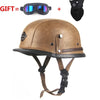 Image of Adult  vintage Open Face Half Leather Helmet Harley Moto  Motorcycle Helmets